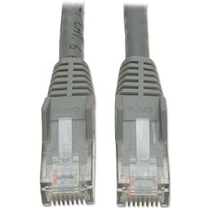 Tripp Lite N201-010-GY Cat6-Gigabit Ethernet-kabel (UTP) haakloos, gevulkaniseerd (RJ45-stekker/stekker), grijs, 3,05 m