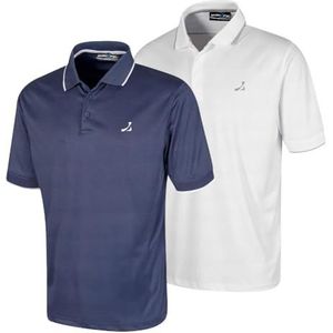 Under Par UPTS2311 Heren Twin Pack Wafel Knit Stretch Vochtafvoerende UV-bescherming Golf Polo Shirt, Navy & Wit, 2X-Large (Pack van 2), Navy & Wit (Pack van 2), XXL