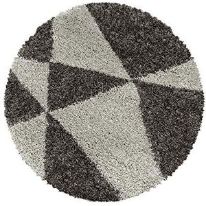 Muratap Maxima Soft Shaggy tapijt, rond, taupe, hoogpolig tapijt met uniek design voor woonkamer, slaapkamer, werkkamer, Oeko-Tex, maat: 80 cm, rond