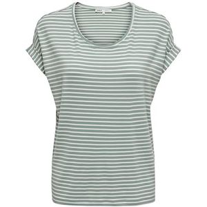 ONLY Vrouwelijke top, normale pasvorm, ronde hals, diep aangezette schouder-T-shirt, groen (jadeite/clouddancer), M