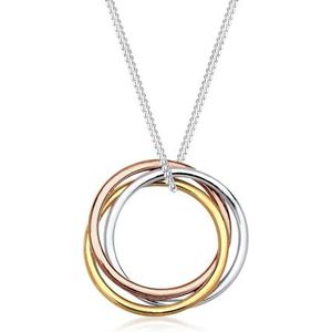 Elli Halsketting Kreis Anhänger Tricolor Look 925 Sterling Silber