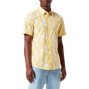 United Colors of Benetton Heren Blouse, Giallo E Bianco 80z, XS