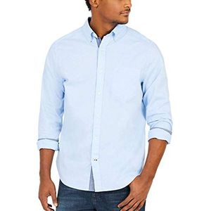 Nautica Klassiek Fit Stretch Gingham Shirt Met Lange Mouwen Button Down, Poeder Blauw, XL