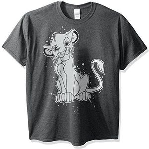 Disney Heren Lion King Young Simba Splatter Graphic T-shirt, Houtskool Hei, S