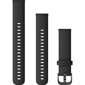 GARMIN Quick Release Horlogebandje, Siliconen, 18 mm, Zwart met Leigrijze Sluiting
