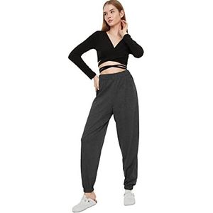 TRENDYOL Broek, zwart, normale taille, antraciet, XXS