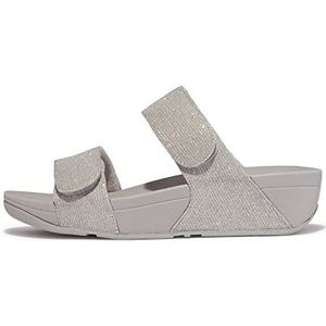 Fitflop Dames LULU verstelbare SHIMMERLUX Slides Sandaal, Zilver, 5.5 UK, Zilver, 38.5 EU