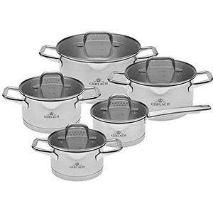 Gerlach Model Stainless Steel Saucepan Set, Induction Cookware Set, Set of 5