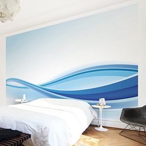 Apalis Vliesbehang Blue Waving Composition Fotobehang Breed | Vlies behang Muurbehang Foto 3D Fotobehang voor Slaapkamer Woonkamer Keuken | Blauw, 94891