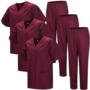 MISEMIYA - 3-817-8312 gezondheidsuniform unisex medische gezondheidsnormen, Granaatrood 22, XS