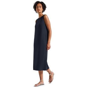 Street One Dames Mouwloze geribde jurk in Blauw, in size: 34