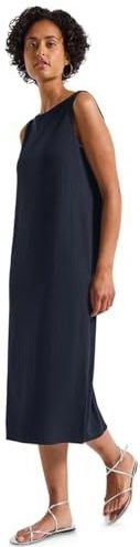 Street One Dames Mouwloze geribde jurk in Blauw, in size: 34