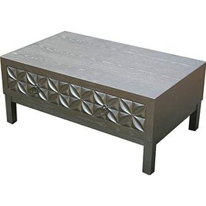DRW DRW098154 salontafel, laag, zilverkleurig, 100 x 45 x 60 cm, afmetingen: 100 x 45 x 60 cm