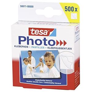 tesa Fotoplakkers - Dubbelzijdig klevend voor het makkelijk vastplakken van foto's - Grote verpakking met 500 stuks - Wit