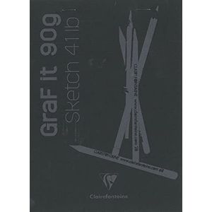 Clairefontaine 96842C - verpakking met 10 schetsblokken GRAF IT, DIN A5 14,8 x 21 cm, aan de bovenkant geniet, 80 vellen 90 g, blanco, zwart, 1 verpakking