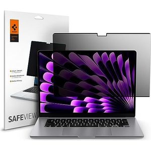 Spigen SafeView Privacy Screenprotector compatibel met MacBook Air 15 inch (M4 2025 / M3 2024 / M2 2023), Privacyfilter, Magnetische installatie, Anti-vingerafdruk, Antikras