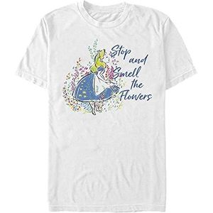 Disney Classics Alice In Wonderland - Smell the Flowers Unisex Crew neck T-Shirt White 2XL