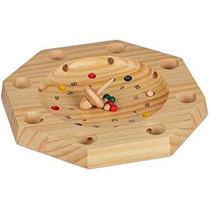 Relaxdays tiroler roulette - hout - roulette - bordspel - gezelschapsspel - bauernroulette