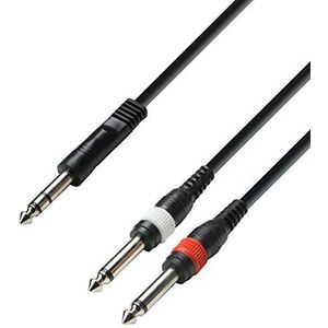 Adam Hall Cables K3YVPP0300 3 Star Serie audiokabel (6,3 mm jack stereo op 2x 6,3 mm jack mono, 3m)