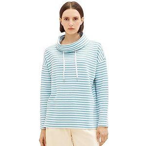 TOM TAILOR Sweatshirt voor dames, 34069 - Offwhite Teal Stripe, XL