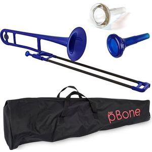 pBone PBONE1-BL plastic trombone blauw met zak en mondstuk