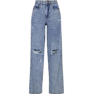Urban Classics Damesbroek Ladies Distressed 90's Wide Leg Denim Pants Vintage lichtblauw Washed 26, Vintage lichtblauw gewassen, 26
