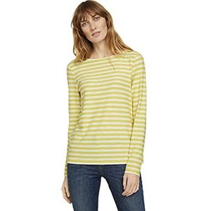 TOM TAILOR Dames Gestreept shirt met lange mouwen 1024725, 26386 - Yellow Offwhite Stripe, XXL