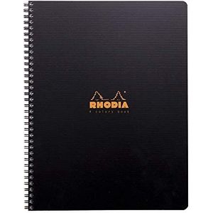 Rhodia Office 4 kleuren Book, 4 gekleurde rand, geperforeerd, microgeperforeerd geruit DIN A4+ zwart