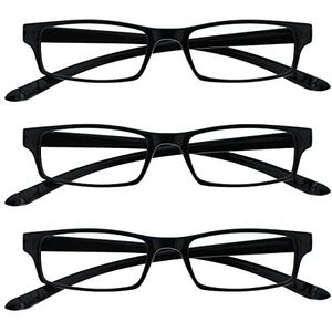 De leesbril bedrijf zwart neklezer waarde 3-pack heren dames veerscharnieren RRR20-1 +3,50