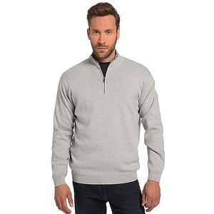 JP 1880 Heren Troyer Flexnamic, gemêleerd gebreid, opstaande kraag met rits pullover, grijs melange, 4XL