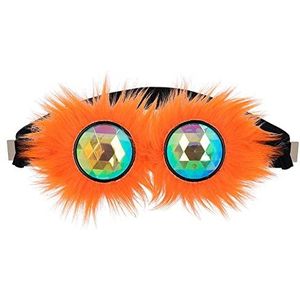 Boland 61870 - partybril rave, oranje, met pluche en elastiek, holografische glazen, techno-party, kostuum, carnaval, themafeest, EM, WM, fanartikel