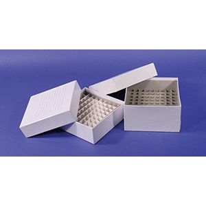 DUTSCHER 010185 Hoogte kartonnen doos met kunststof coating 133 x 133 x 76 mm voor 81 cryotubes