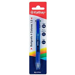 Kathay 86210030 balpen 4 kleuren in 1, rood, blauw, zwart en groen, olieverf, punt 1 mm.