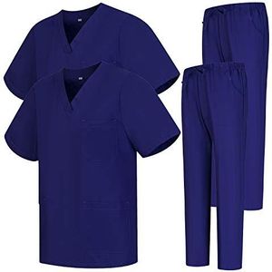 MISEMIYA Uniform Scrub Set Unisex Bz-2-6801-6802, Set van 2, Paars, Maat XS