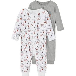 NAME IT Uniseks pyjama voor baby's en peuters, gemengd grijs, 50 cm