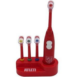 CyP Brands-Atlético de Madrid, tandenborstel, toilet, mondhygiëne, vibrerende borstel, werkt op batterijen, rood, officieel product