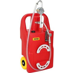 VEVOR Fuel Caddy, 32 gallon, draagbare brandstofopslagtank op wielen, met handmatige transferpomp, benzine dieselbrandstofcontainer voor auto's, grasmaaiers, ATV's, boten, meer, rood