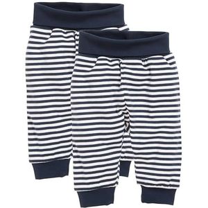 Playshoes Baby pompbroek, joggingbroek, 2 stuks, Ringel Marine, 74