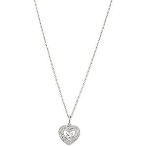 Vanbelle Sterling zilveren sieraden liefdesthema kubieke zirkonia steen bezaaid hart hanger ketting met rhodium plating voor vrouwen en meisjes