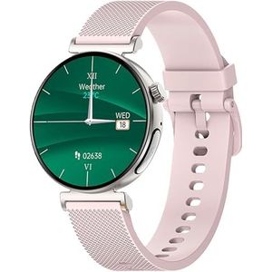 Knauermann PRO 3 Mini (2024) Zilver - Gezondheidshorloge Smartwatch met Telefoonfunctie - ECG + HRV en SOS-functie - AMOLED-display - BT Bluetooth - Slaapapneu - Siliconen Band Rose, 14-24, rond,