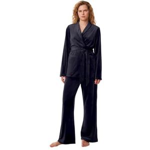 Triumph Dames Sensual velours brede pijpen broek pyjama bottom, Donkerblauw, 42