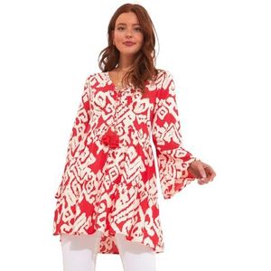 Joe Browns Dames tweekleurige print V-hals tuniek, rood, 10, Rood, 36