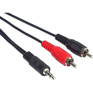 PremiumCord Jack naar Cinch Y-kabel 1,5 m, jack plug 3,5 mm naar 2 x RCA stekker, Jack naar RCA, stereo audio, voor digitale camera, tv, mobiele telefoons, MP3, HiFi, kleur zwart