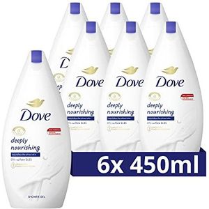 Dove Deeply Nourishing Douchegel, transformeert zelfs de meest droge huid - 6 x 450 ml - Voordeelverpakking