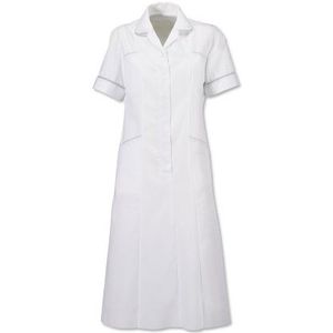 Alexandra AL-H211WPG-116 Serie AL-H211W Trim Dress, Plain, Pale Grey Piping, 116 cm Borst, Maat 22, Wit