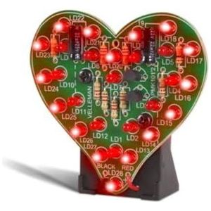 Whadda Soldeerkit, DIY, Valentijnshartjes, 28 knipperende LEDs, romantische LED verlichting