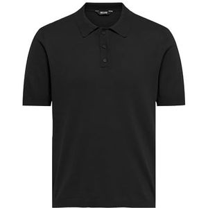 Only & Sons Onswyler Regular Fit Poloshirt voor heren, effen basic business shirt, Zwart, M