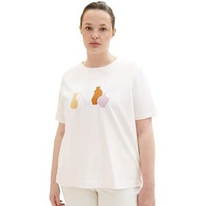 TOM TAILOR Dames Plussize T-shirt met print, 10315 - Whisper White, 52 Grote maten