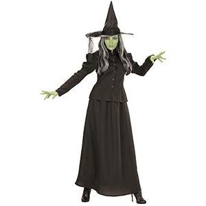 Widmann 74481 - Kostuum sprookjesheks, set bestaande uit jas, lange rok en hoed, kleur: zwart, kostuum voor dames, carnaval, Halloween, themafeest, heksen, tovenares