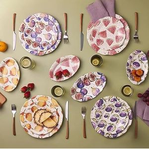 Karaca Tutti Frutti aardewerk serviesset voor 4 personen, 12 delen, platte borden, serveerborden, bijzetborden, dagelijks en bijzonder servies, uniek design